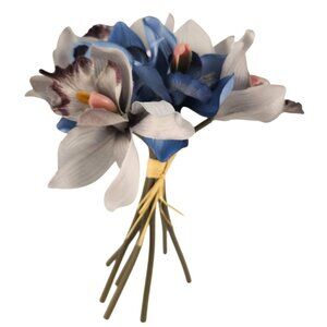 Blue Gray Cymbidium Orchid Artificial Flowers 7 Stem Bundle, Faux Orchid Wedding